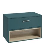 MALMO Wall Hung 80cm Single Drawer Countertop Vanity Unit - Chrome, Matt Ocean Blue