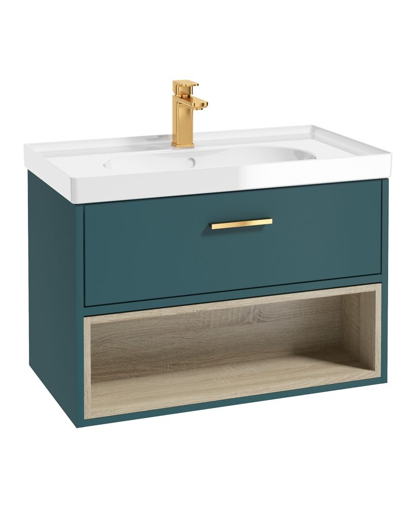1673363595_gmal80obgb-1 MALMO Wall Hung 80cm Single Drawer Vanity Unit - Image 1