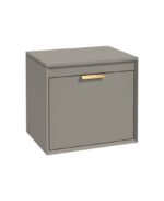 FJORD Wall Hung 60cm Two Drawer Countertop Vanity Unit - Brushed Gold, Matt Khaki