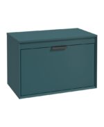FJORD Wall Hung 80cm Two Drawer Countertop Vanity Unit - Matt Black, Matt Ocean Blue