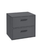 FINLAND Wall Hung 60cm Two Drawer Countertop Vanity Unit - Black, Matt Midnight Grey