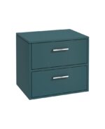 FINLAND Wall Hung 60cm Two Drawer Countertop Vanity Unit - Chrome, Matt Ocean Blue