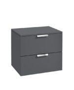 STOCKHOLM Wall Hung 60cm Two Drawer Countertop Vanity Unit - Brushed Chrome, Matt Midnight Grey