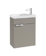 STOCKHOLM Wall Hung 50cm Single Door Cloakroom Vanity Unit - Brushed Chrome, Matt Khaki