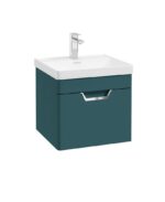 FREYA Wall Hung 50cm Single Drawer Vanity Unit - Chrome, Matt Ocean Blue