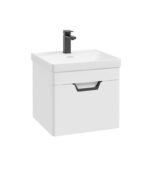 FREYA Wall Hung 50cm Single Drawer Vanity Unit - Black, Matt White