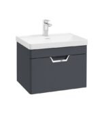 FREYA Wall Hung 60cm Single Drawer Vanity Unit - Chrome, Matt Night Sky Blue
