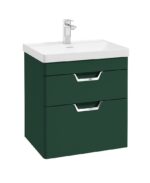 FREYA Wall Hung 60cm Two Drawer Vanity Unit - Chrome, Matt Wreath Green
