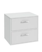 FINLAND Wall Hung 60cm Two Drawer Countertop Vanity Unit - Chrome, Matt White