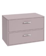 FINLAND Wall Hung 80cm Two Drawer Countertop Vanity Unit - Chrome, Matt Cashmere Pink