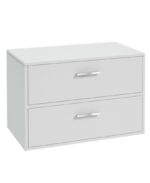FINLAND Wall Hung 80cm Two Drawer Countertop Vanity Unit - Chrome, Matt White