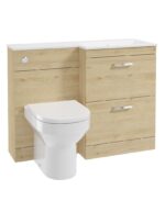 CORTA 110cm RH Combination Two Drawer Vanity Unit - Chrome, Honey Oak