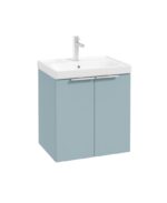 STOCKHOLM Wall Hung 50cm Two Door Vanity Unit - Brushed Chrome, Matt Morning Sky Blue