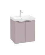 STOCKHOLM Wall Hung 50cm Two Door Vanity Unit - Brushed Chrome, Matt Cashmere Pink