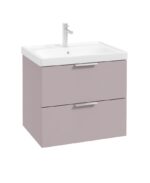 STOCKHOLM Wall Hung 60cm Two Drawer Vanity Unit - Brushed Chrome, Matt Cashmere Pink