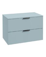 STOCKHOLM Wall Hung 80cm Two Drawer Countertop Vanity Unit - Matt Black, Matt Morning Sky Blue