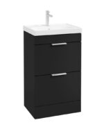 STOCKHOLM Floorstanding 50cm Two Drawer Vanity Unit - Brushed Chrome, Matt Black