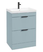 STOCKHOLM Floorstanding 60cm Two Drawer Vanity Unit - Matt Black, Matt Morning Sky Blue