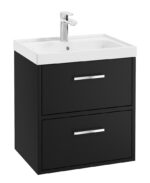 FINLAND Wall Hung 50cm Two Drawer Vanity Unit - Chrome, Matt Black