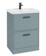 FINLAND Floorstanding 60cm Two Drawer Vanity Unit - Black, Matt Coral Green