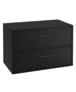 FINLAND Wall Hung 80cm Two Drawer Countertop Vanity Unit - Black, Matt Black