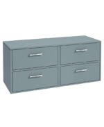 FINLAND Wall Hung 120cm Four Drawer Countertop Vanity Unit - Chrome, Matt Coral Green