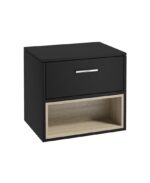 MALMO Wall Hung 60cm Single Drawer Countertop Vanity Unit - Chrome, Matt Black