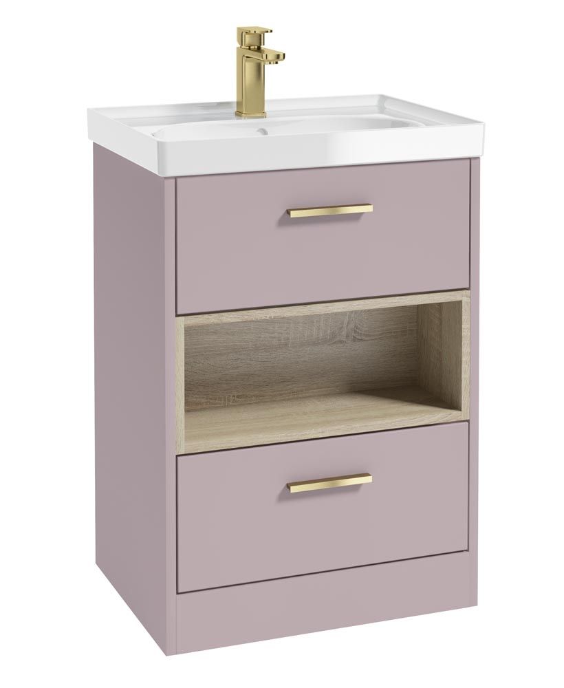 1753718815_uf1009-1 MALMO Floorstanding 60cm Two Drawer Vanity Unit - Image 1