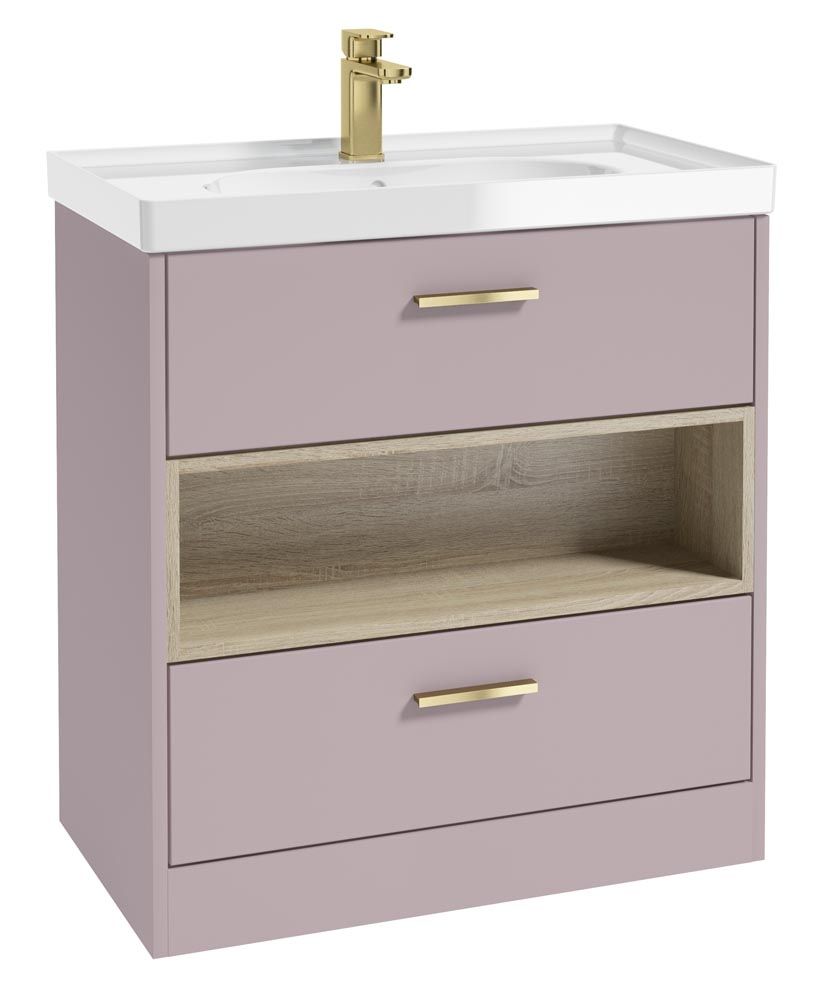 1753718823_uf1057-1 MALMO Floorstanding 80cm Two Drawer Vanity Unit - Image 1