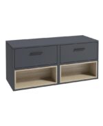 MALMO Wall Hung 120cm Two Drawer Countertop Vanity Unit - Black, Matt Night Sky Blue