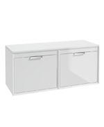FJORD Wall Hung 120cm Four Drawer Countertop Vanity Unit - Brushed Chrome, Gloss White