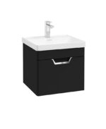 FREYA Wall Hung 50cm Single Drawer Vanity Unit - Chrome, Matt Black