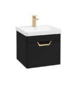 FREYA Wall Hung 50cm Single Drawer Vanity Unit - Gold, Matt Black