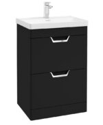 FREYA Floorstanding 60cm Two Drawer Vanity Unit - Chrome, Matt Black