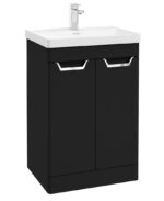 FREYA Floorstanding 60cm Two Door Vanity Unit - Chrome, Matt Black