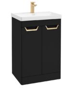 FREYA Floorstanding 60cm Two Door Vanity Unit - Gold, Matt Black