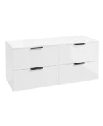 STOCKHOLM Wall Hung 120cm Four Drawer Countertop Vanity Unit - Matt Black, Gloss White