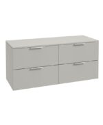 STOCKHOLM Wall Hung 120cm Four Drawer Countertop Vanity Unit - Brushed Chrome, Matt Arctic Grey