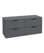 STOCKHOLM Wall Hung 120cm Four Drawer Countertop Vanity Unit - Matt Black, Matt Midnight Grey