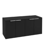 STOCKHOLM Wall Hung 120cm Four Door Countertop Vanity Unit - Brushed Chrome, Matt Black
