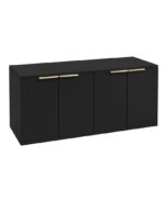 STOCKHOLM Wall Hung 120cm Four Door Countertop Vanity Unit - Brushed Gold, Matt Black