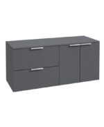STOCKHOLM Wall Hung 120cm Two Drawer/Two Door Countertop Vanity Unit - Brushed Chrome, Matt Midnight Grey