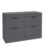 STOCKHOLM Floorstanding 120cm Four Drawer Countertop Vanity Unit - Matt Black, Matt Midnight Grey