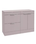 STOCKHOLM Floorstanding 120cm Two Drawer/Two Door Countertop Vanity Unit - Brushed Chrome, Matt Cashmere Pink