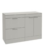 STOCKHOLM Floorstanding 120cm Two Drawer/Two Door Countertop Vanity Unit - Brushed Chrome, Matt Arctic Grey