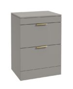 STOCKHOLM Floorstanding 60cm Two Drawer Countertop Vanity Unit - Brushed Gold, Matt Khaki