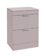 STOCKHOLM Floorstanding 60cm Two Drawer Countertop Vanity Unit - Brushed Chrome, Matt Cashmere Pink