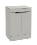 STOCKHOLM Floorstanding 60cm Two Door Countertop Vanity Unit - Matt Black, Matt Arctic Grey