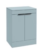 STOCKHOLM Floorstanding 60cm Two Door Countertop Vanity Unit - Matt Black, Matt Morning Sky Blue