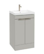 STOCKHOLM Floorstanding 50cm Two Door Vanity Unit - Brushed Nickel, Matt Arctic Grey